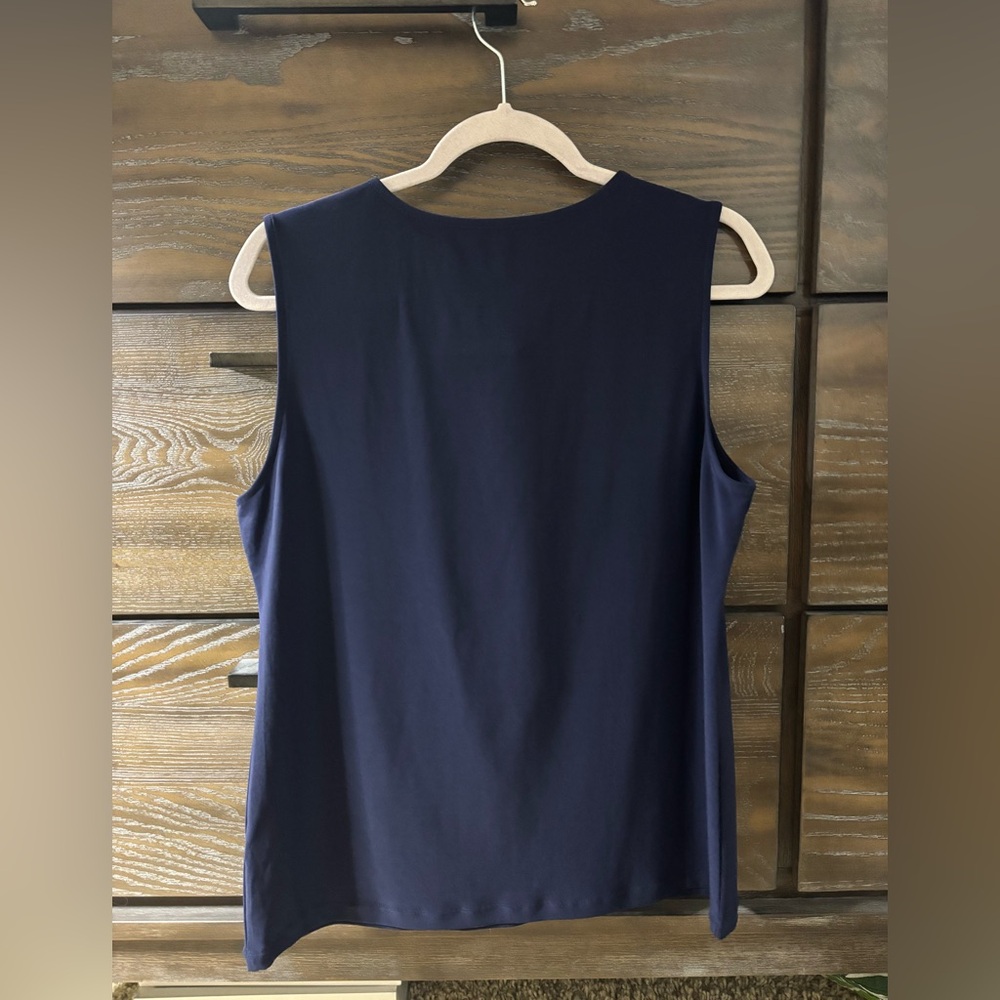 NWOT - Preston & York Women's Cream Sleeveless Work Shell Dark Navy Top - M - Picture 2 of 3